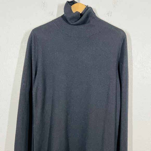 ONE Sweater Dress Long Sleeve Knit Casual Black Mock Neck Modest Capsule - M - Picture 3 of 6